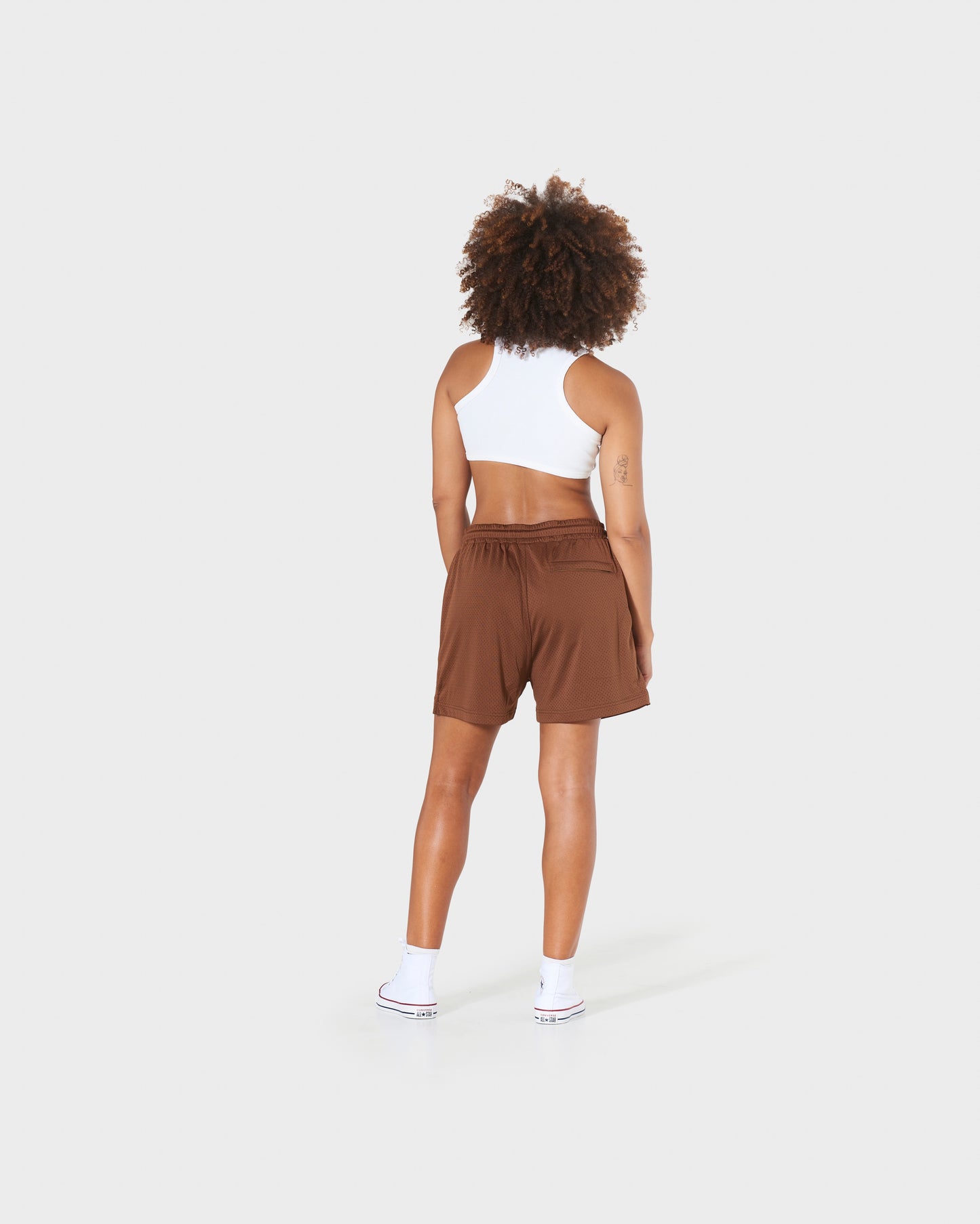 GIRLS MESH TRAINING SHORTS - BROWN