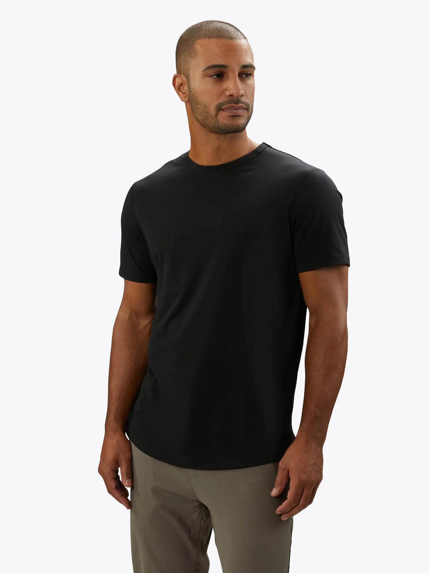 CREW BLACK CURVED-HEM